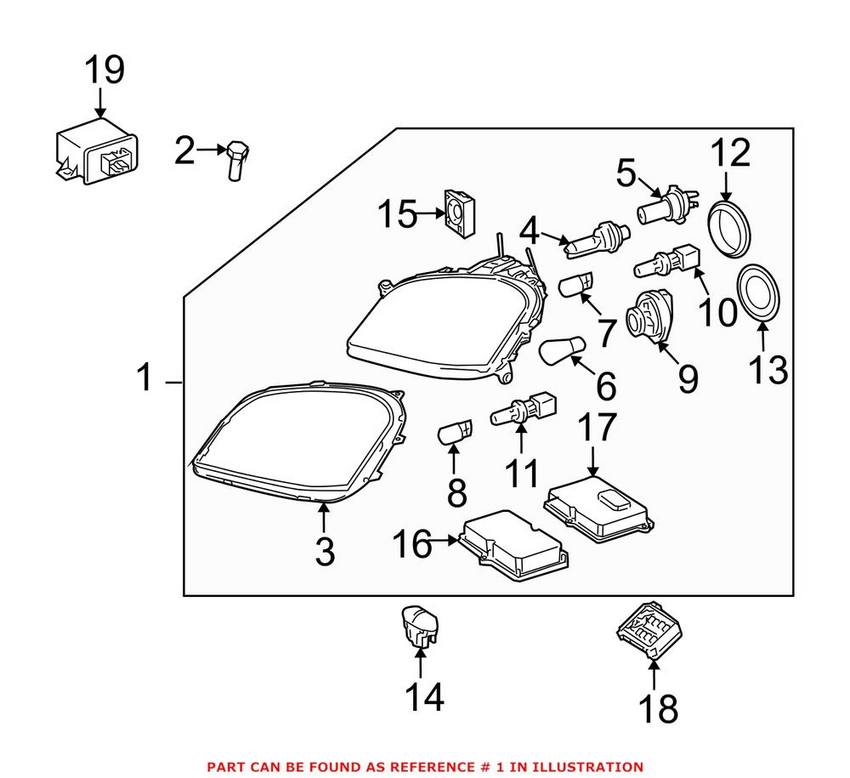 Mercedes Headlight Assembly - Driver Side (Halogen) 1648204759